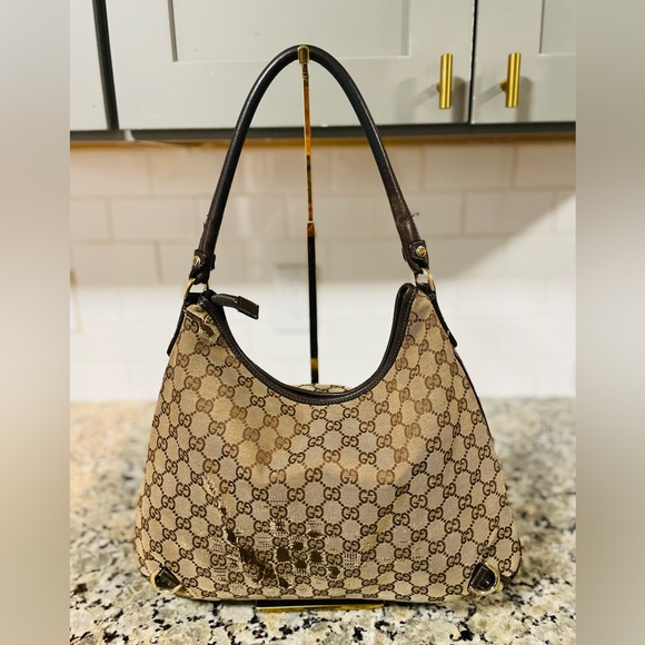 GUCCI Abbey Brown GG Logo D-Ring Bag 💯 AUTHENTIC - Picture 7 of 16